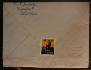 1940 Stockholm Sweden Field post Label cover To Fara