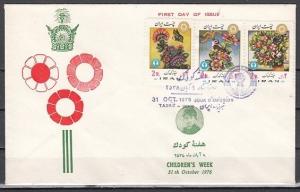 Persia, Scott cat. 1920-1922. Children`s Week, Flowers & B/fly First day cover. 