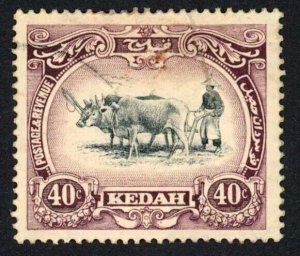 Kedah 1921-32 SG.35bw 40c black and purple wmk Script CA used cat 55 pounds