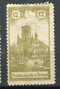 POLAND; 1918 early Zarki Church Local issue fine Mint hinged 12h. value