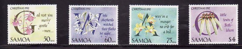 Samoa-Sc#815-8- id7-unused NH set-Christmas-Flowers-Orchids-1992-