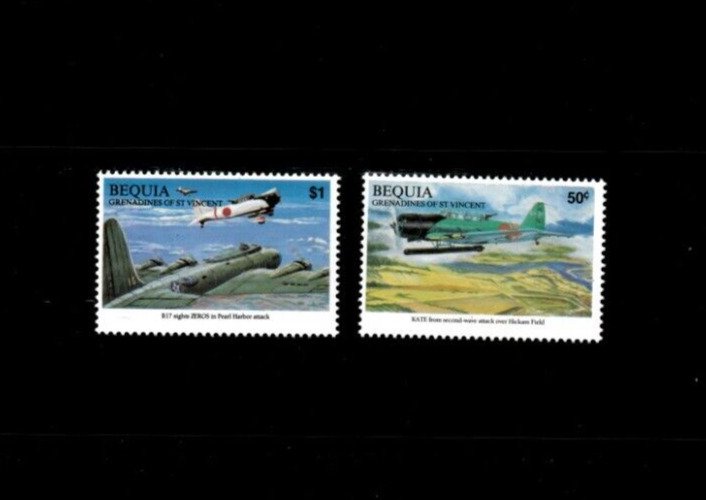 Bequia 1991 - Airplane - Set of 2 Stamps -  Scott #287-88 - MNH