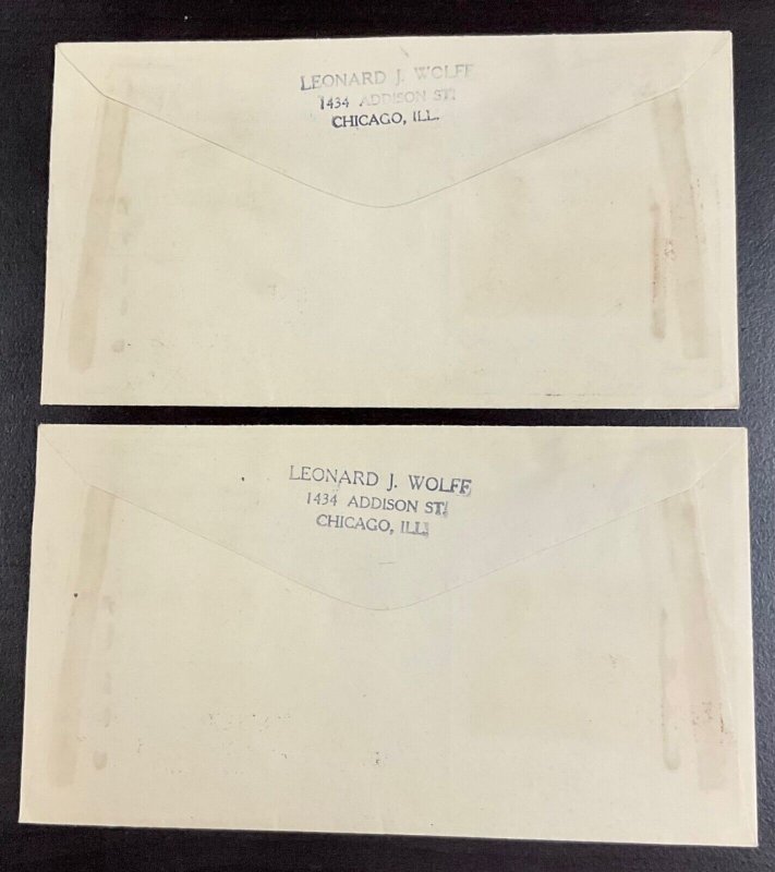 728-729 Two Columbia Envelope Cachets 1933 Century of Progress FDC   P-14b