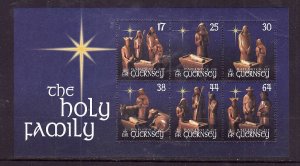 Guernsey-Sc#702a-unused NH sheet-Christmas-Creche figures around manger-1999-