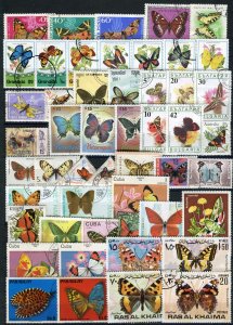 103 - BUTTERFLIES - 50 Different used stamps