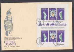 GILBERT ISLANDS, 1978 25th. Anniv. Coronation Souvenir Sheet First Day cover.