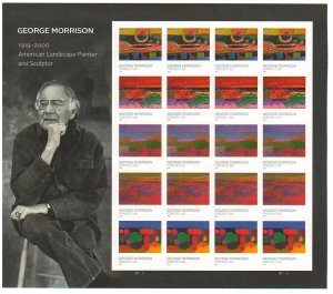 2022 58c George Morrison Ojibwe Landscape Mint Imperf. Sheet of 20 Scott 5688-92