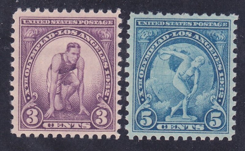 US #718-19   1932 10th OLYMPIC Games Los Angles Set - NEVER HINGED