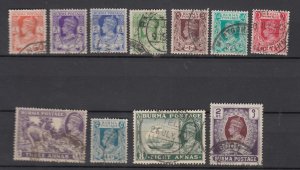 J30250, 1938-40 various british burma part of set used #18a//31 kings