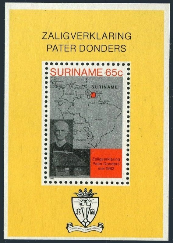 Surinam 598-599,599a,MNH.Michel 985-986,Bl.33. Father Petrus Donders.Map.1982.
