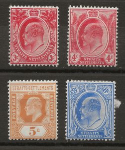Straits Settlements 130-134,excl 132 SG 153-4,7-8 MH F/VF 1906-9 SCV $25.25 (jr)