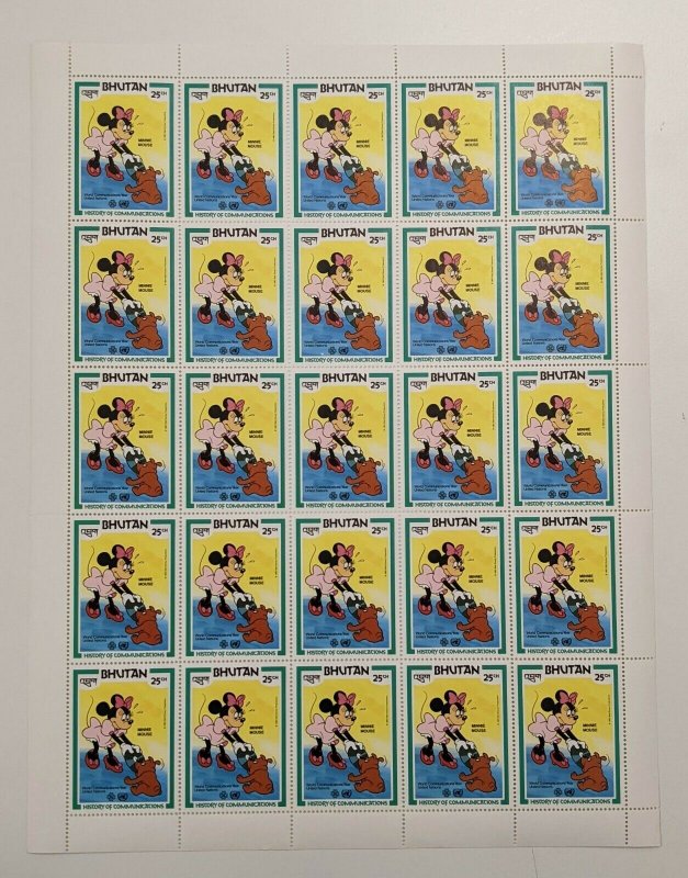 Bhutan 1983 - Disney, World Communications Yr - 9v Sheets of 25 - 397-405 - MNH 