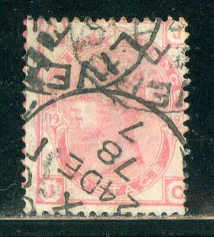 Great Britain Scott # 61, used, plate # 19/JG, steel cds