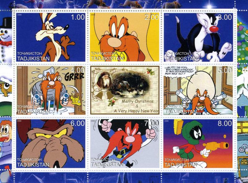 Tajikistan 2000 LOONEY TUNES Cartoon Sheet (9) Perforated Mint (NH)