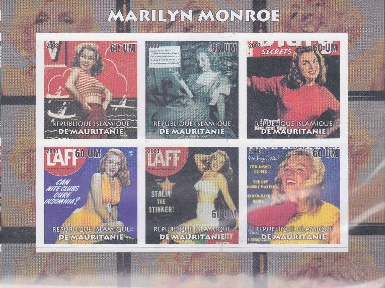 MAURITANIE SHEET IMPERF MARILYN MONROE ACTRESSES