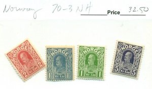 NORWAY #70-3, Mint Never Hinged, Scott $32.50