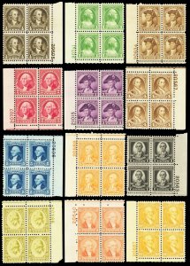 704-15, F-VF NH Set of 12 Plate Blocks Cat $393.00 ** Stuart Katz