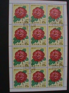 KOREA-1979-SC#1793-LOVELY FLAME ROSES-CTO-SHEET VF-VERY-HARD TO FIND-RARE