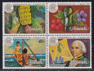 Aitutaki # 276-279, Commonwealth Day, Bannanas, Ship, Canoe, NH, 1/2 Cat.