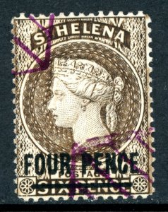 British Colonies 1890 St Helena 4p/6p Pale Brown Scott #38 VFU H412 ⭐⭐⭐⭐
