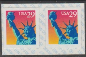 U.S. Scott #2599 Statue of Liberty Coil Booklet Stamps - Mint NH Pair