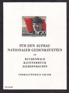 Germany DDR 288a MNH 1956 Ernst Thälmann 70th Birth Anniversary Souvenir Sheet