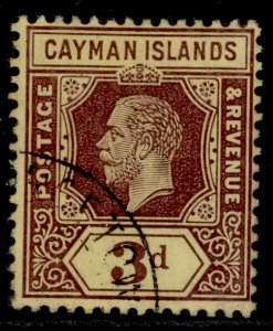 CAYMAN ISLANDS GV SG45, 3d purple/yellow (WHITE BACK), FINE USED.