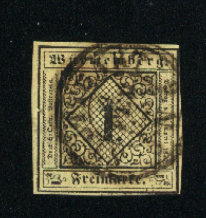 Wurttenberg #1   Used  1851-2  PD