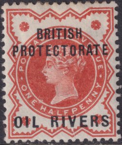 Sc# 1 Oil Rivers Niger Coast British Protectorate 1892 QV ½ penny MMH CV $22.50