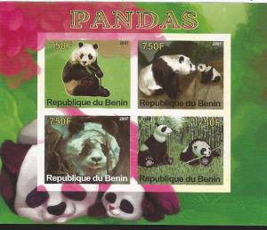 J) 2007 REPUBLIC OF BENIN, IMPERFORATED, PANDAS, MNH