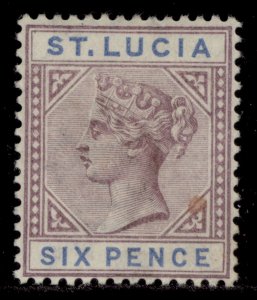 ST. LUCIA QV SG49, 6d dull mauve & blue, M MINT. Cat £45.