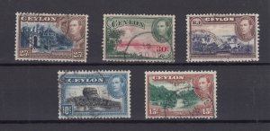 Ceylon KGVI 1938 Sideways Watermark Collection (5) SG389/395 FU BP9950