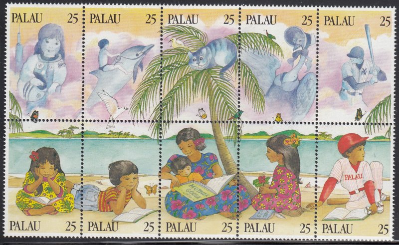 Palau 1989 MNH Sc 220 25c Literacy Block of 10