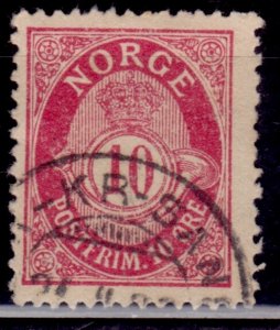 Norway, 1910, Posthorn, 10ó, used