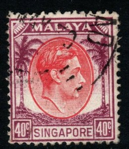 SINGAPORE SG11 1948 40c RED & PURPLE FINE USED