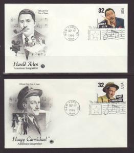 US 3100-3103 Songwriters 1996 PCS U/A S/4 FDC 