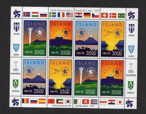 Iceland   #795-798a  MNH 1995  sheet containing 2 sets . handball  volcano