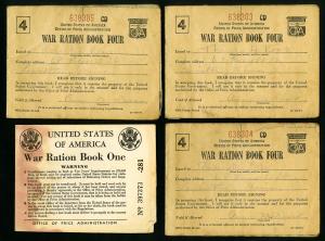 US WWII Lot of 7 Ration Books with Stamps Inside