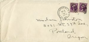 U.S. Scott 720 (2) on 1934 St. Paul & Portal RPO Letter to Portland, Oregon 