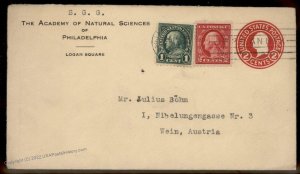 USA 1924 Academy Natural Sciences Philadelphia PA Stationery Austria Cover 88918