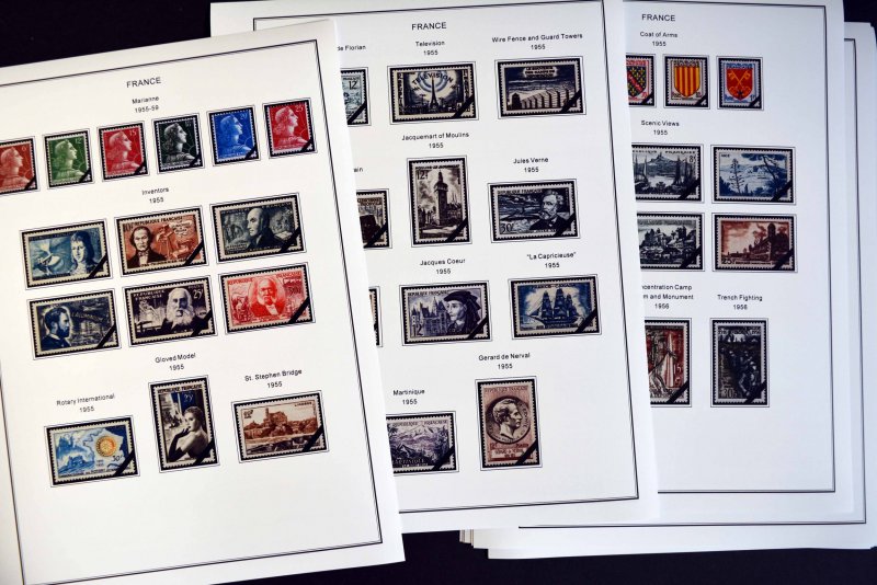 COLOR PRINTED FRANCE 1941-1965 STAMP ALBUM PAGES (55 illustrated pages)