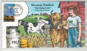 1998 COLLINS HANDPAINTED 3201 WISCONSIN STATEHOOD COWS IN THE BARNYARD