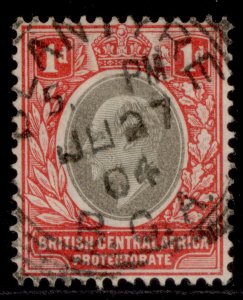 NYASALAND - BCA EDVII SG59, 1d grey & carmine, FINE USED.