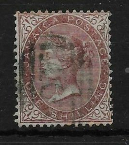 JAMAICA SG6c 1868 1/= DULL BROWN $ FOR S VAR USED