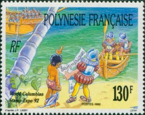 French Polynesia 1992 Sc#592,SG642 130f Sailor asking directions with tab MLH