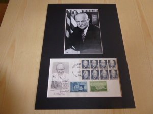 Dwight D. Eisenhower WWII photograph and USA FDC mount matte size A4