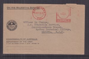 AUSTRALIA, 1944 OHMS cover, Dept. of Army 2 12/d. Meter to NSW.