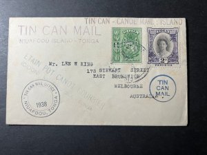 1939 Tonga Tin Can Canoe Mail Cover Niuafoou Island to Toronto Canada