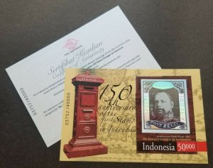 Indonesia 150th First Stamp 2014 Postbox Mailbox Ms MNH *Hologram *cert *unusual