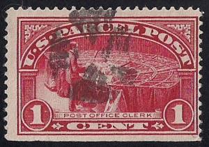 Q1 1 cent Super Fancy Cancel Post Office Clerk Stamp used F